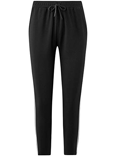 oodji Ultra Mujer Pantalones de Tejido Texturizado con Inserciones, Negro, XS