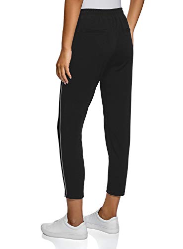 oodji Ultra Mujer Pantalones de Tejido Texturizado con Inserciones, Negro, XS