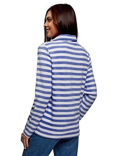 oodji Ultra Mujer Sudadera con Cremallera y Cuello Mao, Azul, ES 34 / XXS