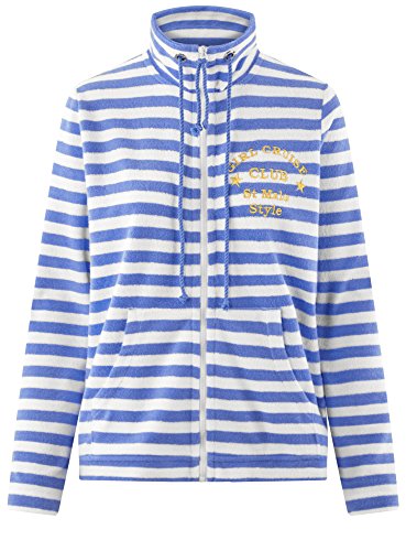 oodji Ultra Mujer Sudadera con Cremallera y Cuello Mao, Azul, ES 34 / XXS