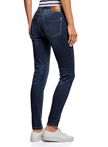 oodji Ultra Mujer Vaqueros Skinny con Cremalleras, Azul, 26W / 32L