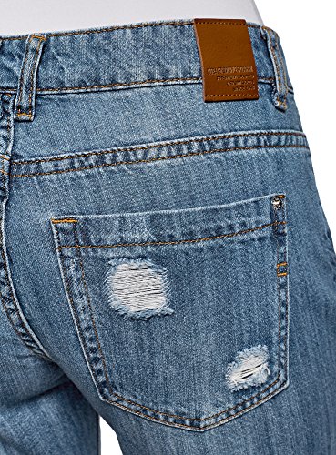 oodji Ultra Mujer Vaqueros Skinny con Cremalleras, Azul, 26W / 32L