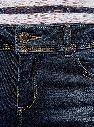 oodji Ultra Mujer Vaqueros Skinny con Cremalleras, Azul, 26W / 32L