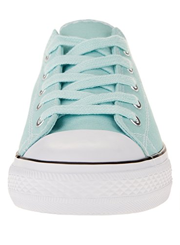 oodji Ultra Mujer Zapatillas de Tela Básicas con Acabado en Contraste, Verde, 37 EU / 4 UK