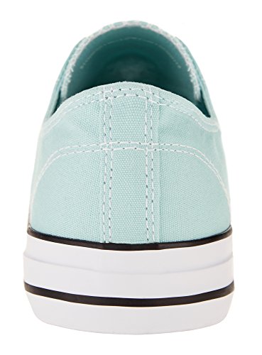 oodji Ultra Mujer Zapatillas de Tela Básicas con Acabado en Contraste, Verde, 37 EU / 4 UK