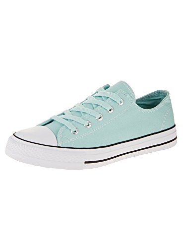 oodji Ultra Mujer Zapatillas de Tela Básicas con Acabado en Contraste, Verde, 37 EU / 4 UK