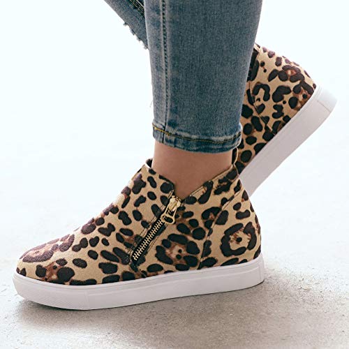 ORANDESIGNE Botines Mujer Otoño Invierno Planos Botas Botita Moda Casual Planas Zapatos Ankle Boots A Leopardo 39 EU