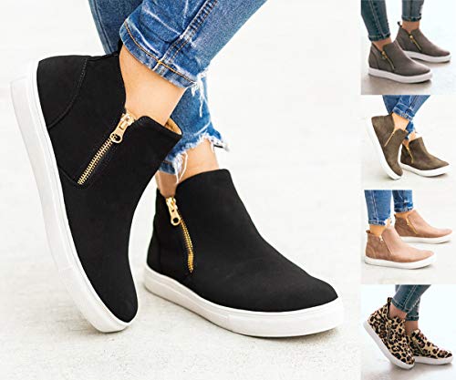 ORANDESIGNE Botines Mujer Otoño Invierno Planos Botas Botita Moda Casual Planas Zapatos Ankle Boots A Leopardo 39 EU