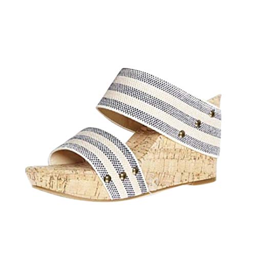 ORANDESIGNE Sandalias Mujer Cuña Alpargatas Plataforma Bohemias Romanas Playa Gladiador Verano Tacon Planas Zapatos Zapatillas Zapatos de Verano Raya 41 EU