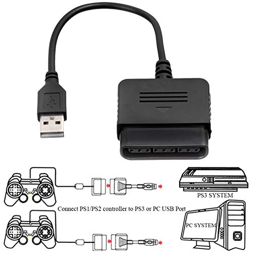 OSTENT PS1 PS2 a PC USB 2.0 Controlador Adaptador Convertidor Cable Compatible para Sony PS2 Controlador