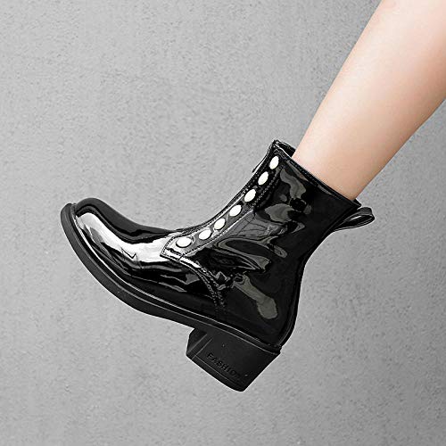 Otoño e Invierno Perla en la Plaza con Tubo bajo Martin Botas -38Botas de Mujer Botas de Cuero Damas