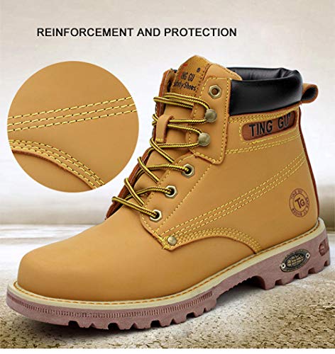 Otoño Invierno Hombres Mujeres Botas de Trabajo Zapatos de Seguridad en el Trabajo Protección Anti-perforación Zapatos de Seguridad con Punta de Acero Hombres-H215 Amarillo_41