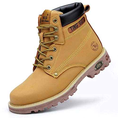 Otoño Invierno Hombres Mujeres Botas de Trabajo Zapatos de Seguridad en el Trabajo Protección Anti-perforación Zapatos de Seguridad con Punta de Acero Hombres-H215 Amarillo_41