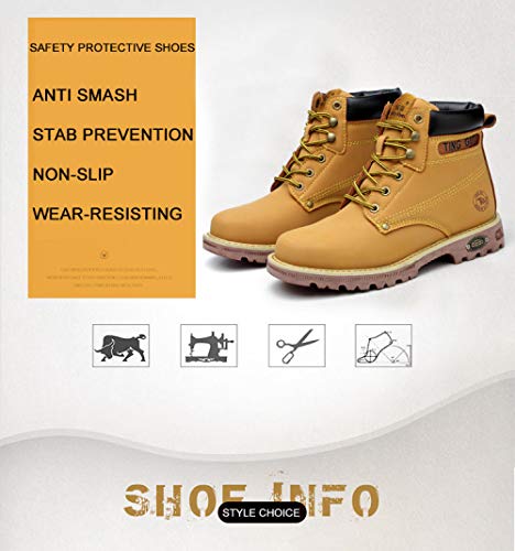 Otoño Invierno Hombres Mujeres Botas de Trabajo Zapatos de Seguridad en el Trabajo Protección Anti-perforación Zapatos de Seguridad con Punta de Acero Hombres-H215 Amarillo_44