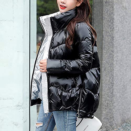 Overdose Mujeres Ultra Light Down Chaqueta con Capucha Invierno Down Rosa Negro Chaquetas Invierno Abrigo Mujeres Parka Abrigos con Cremallera (Small, Negro)