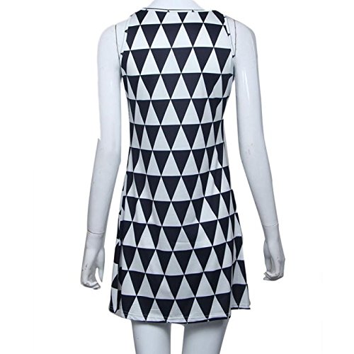 Overdose Vestido Casual para Las Mujeres, ImpresióN Sexy TriáNgulo Informal Elegante Sin Mangas Fiesta En La Playa Mini Vestido Corto Vestidos De Boda del Partido