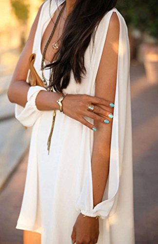 Overdose Vestido De CóCtel Gasa Sexy Beach Summer Evening Cocktail Corto Mini Playa GraduacióN (XL, Blanco)