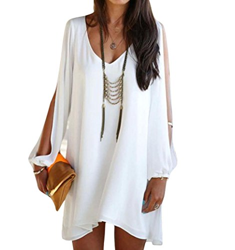 Overdose Vestido De CóCtel Gasa Sexy Beach Summer Evening Cocktail Corto Mini Playa GraduacióN (XL, Blanco)