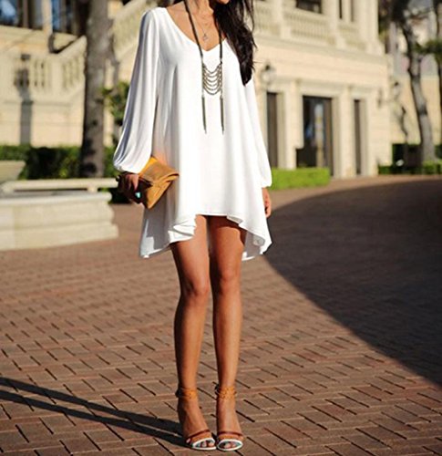 Overdose Vestido De CóCtel Gasa Sexy Beach Summer Evening Cocktail Corto Mini Playa GraduacióN (XL, Blanco)