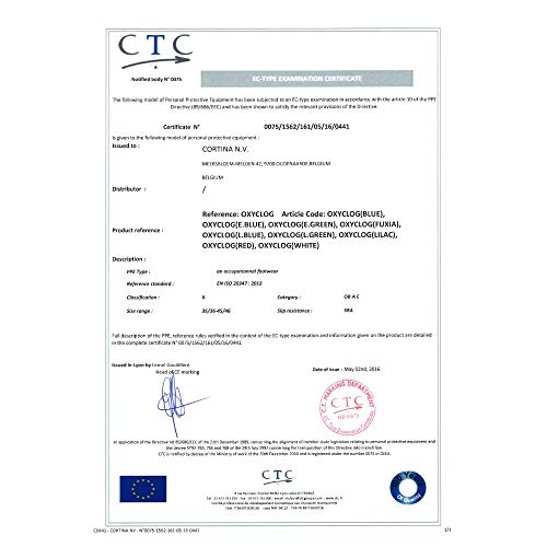 Oxypas Oxyclog - Zueco de Trabajo para Hombre - Ligero autoclavable Zapato de Trabajo para Hombre, Ideal para la Salud, Antideslizante, antiestático y Absorbe los Golpes, Color Rosa