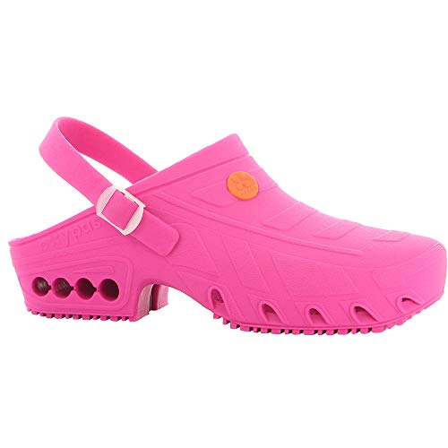 Oxypas Oxyclog - Zueco de Trabajo para Hombre - Ligero autoclavable Zapato de Trabajo para Hombre, Ideal para la Salud, Antideslizante, antiestático y Absorbe los Golpes, Color Rosa