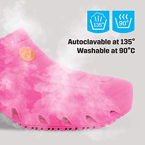 Oxypas Oxyclog - Zueco de Trabajo para Hombre - Ligero autoclavable Zapato de Trabajo para Hombre, Ideal para la Salud, Antideslizante, antiestático y Absorbe los Golpes, Color Rosa