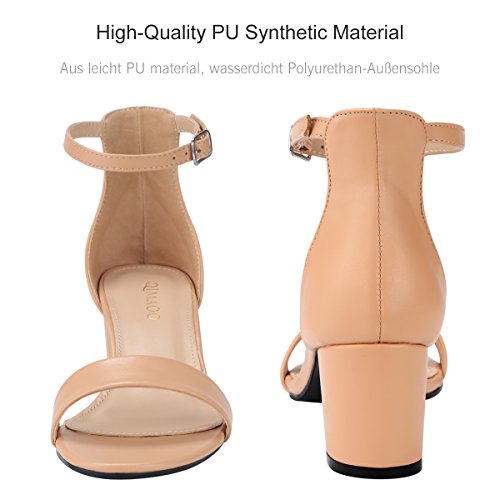 Padgene Sandalias Mujer Verano Zapatos de Tacón Grueso Sandalias de Vestir Zapatilla con Punta Abierta Correa de Tobillo