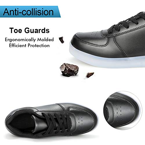 Padgene Zapatillas de Luces LED 7 Colores Carga USB Zapatos con Cordones de Deporte para Mujeres Hombres