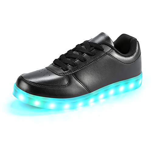 Padgene Zapatillas de Luces LED 7 Colores Carga USB Zapatos con Cordones de Deporte para Mujeres Hombres
