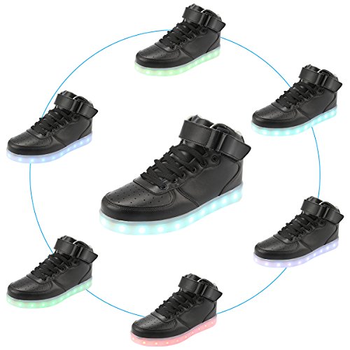 Padgene - Zapatillas LED para Hombre con Luces (7 Colores), Color Negro, Talla 43