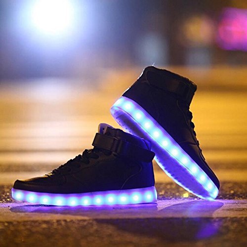 Padgene - Zapatillas LED para Hombre con Luces (7 Colores), Color Negro, Talla 43