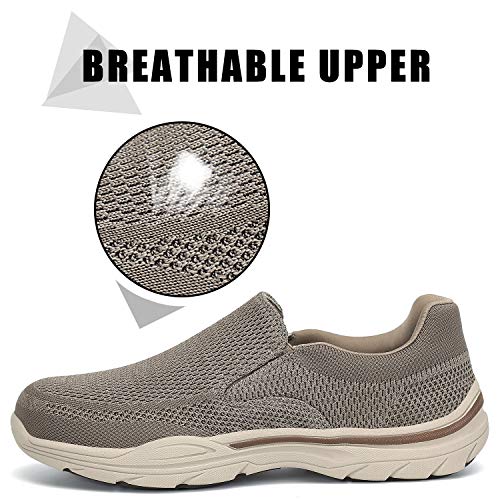 PAMRAY Zapatillas sin Cordones Mocasines para Hombre Sneaker Casuales Zapatillas de Deporte Marrón 46