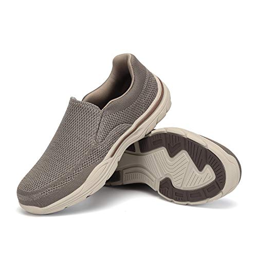 PAMRAY Zapatillas sin Cordones Mocasines para Hombre Sneaker Casuales Zapatillas de Deporte Marrón 46