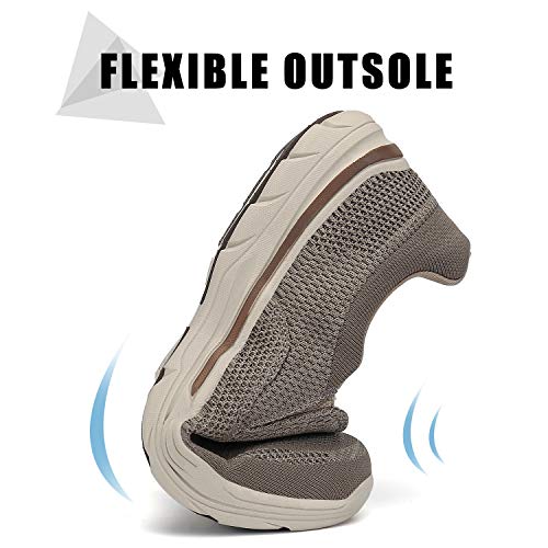 PAMRAY Zapatillas sin Cordones Mocasines para Hombre Sneaker Casuales Zapatillas de Deporte Marrón 46