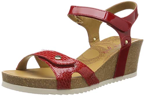 Panama Jack Julia Snake Charol, Sandalia con Pulsera Mujer, Rojo (Rojo B1), 41 EU