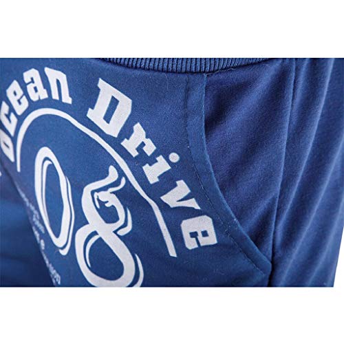 Pantalones Cortos Hombre Verano 2019 Nuevo SHOBDW Casual Impresión de Letras Pantalones Hombre Chandal Cordón Elástico Pantalones Cortos Hombre Deporte con Bolsillos Tallas Grandes(Azul,XL)