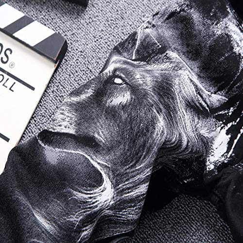 Pantalones de Mezclilla para Hombre, Moda, Estampado de Lobo, Tendencia callejera, Personalidad Hip-Hop, Pantalones Vaqueros Casuales de Todo fósforo 34