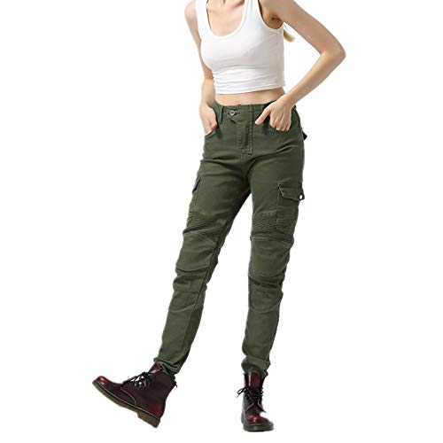 Pantalones De Moto Para Mujer, Pantalones De Motocross, Versión Mejorada De Esterilla Protectora Extraíble, Pantalones De Moto Anticaídas (verde,43)