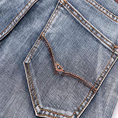 Pantalones Vaqueros de Pierna Recta elásticos de Tiro Medio para Hombre Pantalones Casuales de Negocios Sueltos de Pierna Recta con Bolsillos para Uso Diario 29