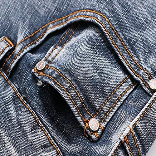 Pantalones Vaqueros de Pierna Recta elásticos de Tiro Medio para Hombre Pantalones Casuales de Negocios Sueltos de Pierna Recta con Bolsillos para Uso Diario 29