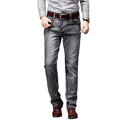 Pantalones Vaqueros de Pierna Recta elásticos de Tiro Medio para Hombre Pantalones Casuales de Negocios Sueltos de Pierna Recta con Bolsillos para Uso Diario 29