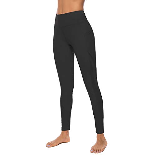 Pantalones Yoga Mujeres Mallas Deportivas Mujer Leggings Mujer Deporte Pantalones Fitness Mujer Gym Yoga Pantalon Elásticos para Running Pilates con Bolsillos Yvelands(Negro,XL)