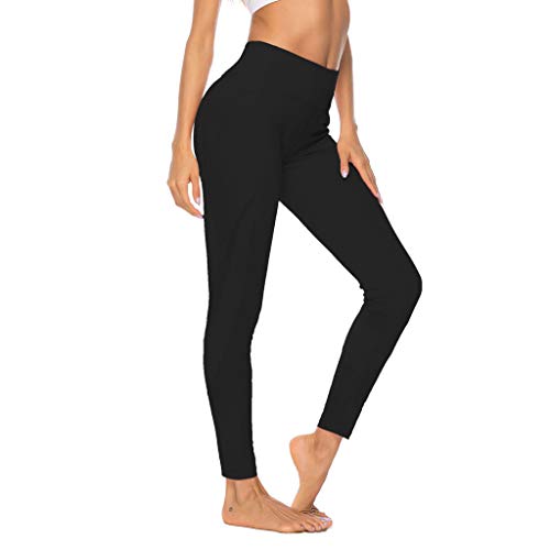 Pantalones Yoga Mujeres Mallas Deportivas Mujer Leggings Mujer Deporte Pantalones Fitness Mujer Gym Yoga Pantalon Elásticos para Running Pilates con Bolsillos Yvelands(Negro,XL)