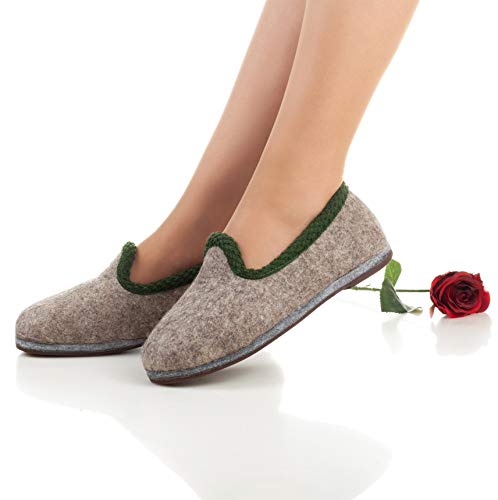 Pantoffelmann Wollfilz - Zapatillas de estar por casa de fieltro unisex (talla 37-51), color Gris, talla 42 EU