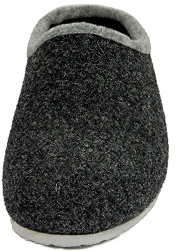 Pantoffelmann Zuecos de fieltro con plantilla – antracita – Zapatillas de fieltro para hombre, color Negro, talla 44 EU
