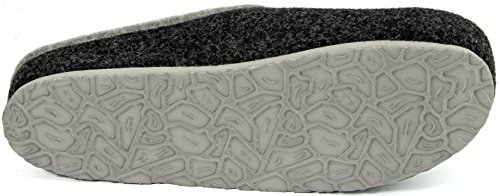 Pantoffelmann Zuecos de fieltro con plantilla – antracita – Zapatillas de fieltro para hombre, color Negro, talla 44 EU