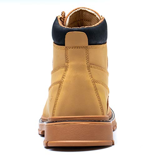 PAQOZKC Botas de Seguridad para Hombre Invierno Impermeable Zapatillas con Puntera de Acero Zapatos de Trabajo Antideslizantes Mujer Botas de Nieve(916/yellow/43)