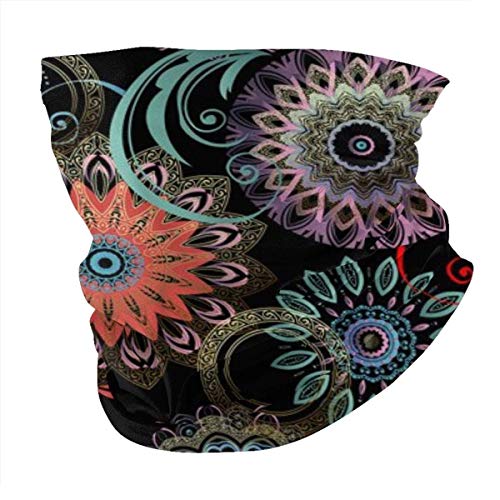 Pasamontañas Floral SeamlMandalas Patrón Diadema Cubierta Facial Bandanas Pañuelo Facial Multifuncional SeamlSports High Elastic Magic Protectio Negro