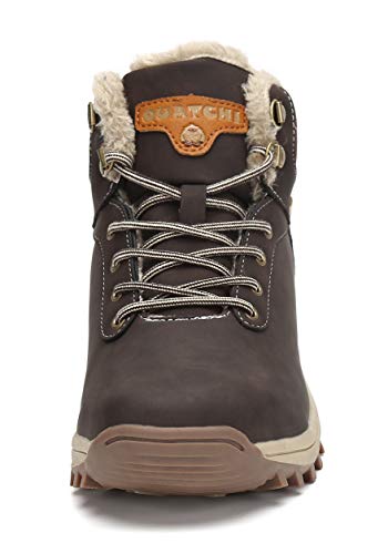 Pastaza Hombre Mujer Botas de Nieve Senderismo Impermeables Deportes Trekking Zapatos Invierno Forro Piel Sneakers Marrón,43EU
