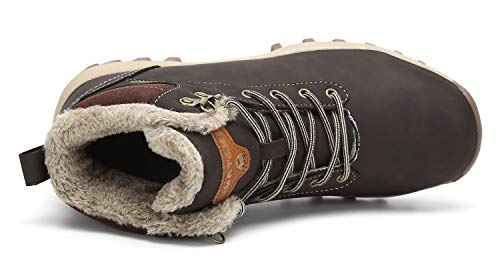 Pastaza Hombre Mujer Botas de Nieve Senderismo Impermeables Deportes Trekking Zapatos Invierno Forro Piel Sneakers Marrón,43EU
